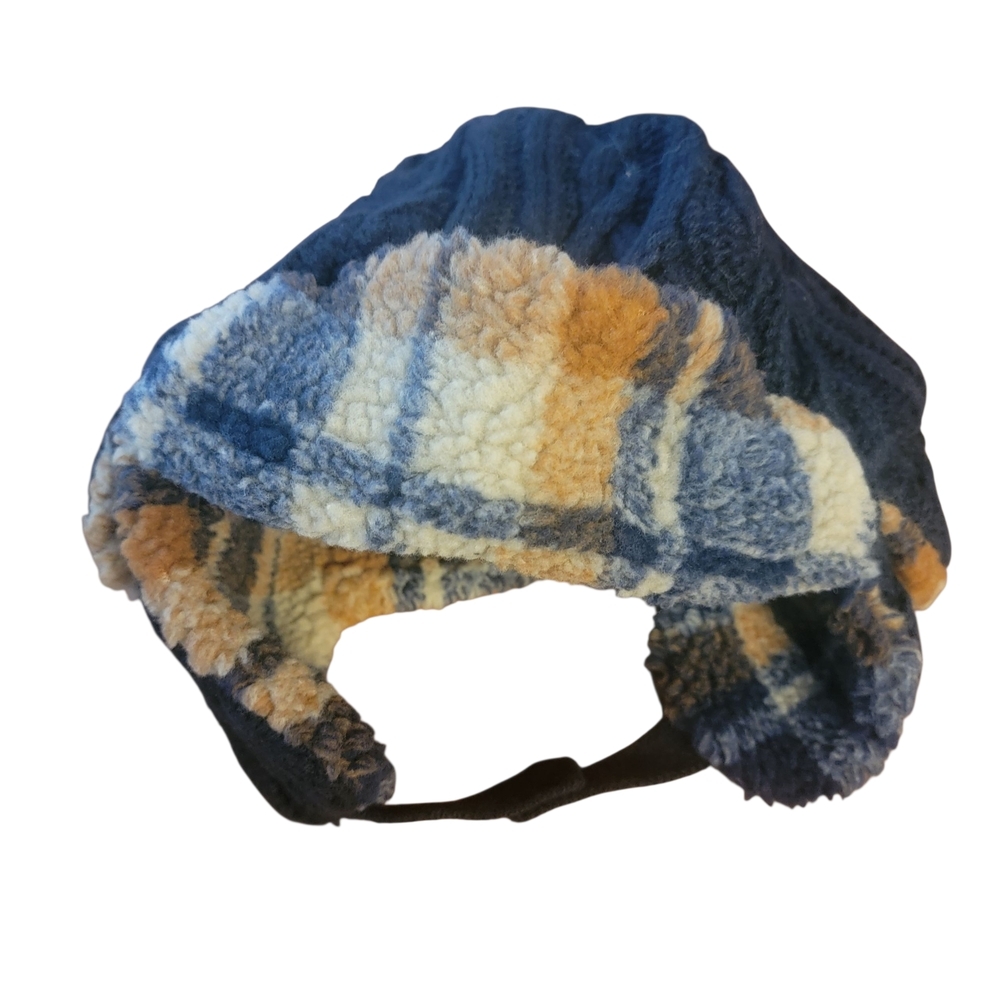 Cozy Blue and Tan Kids Winter Hat